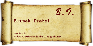 Butsek Izabel névjegykártya